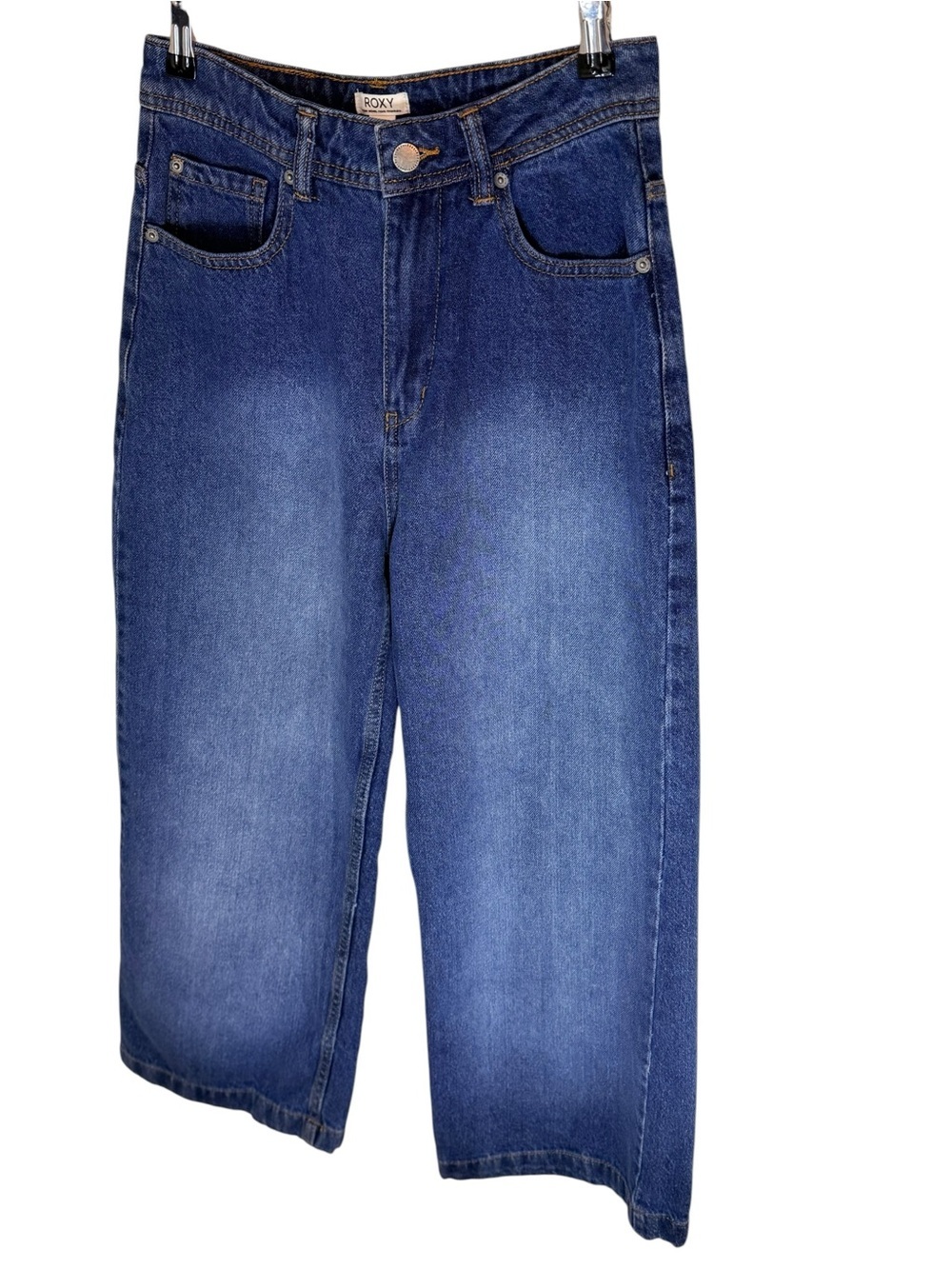 Roxy Flare Cropped Wide Leg Jeans Size 27 Medium Wash High Rise Denim - Picture 3 of 13